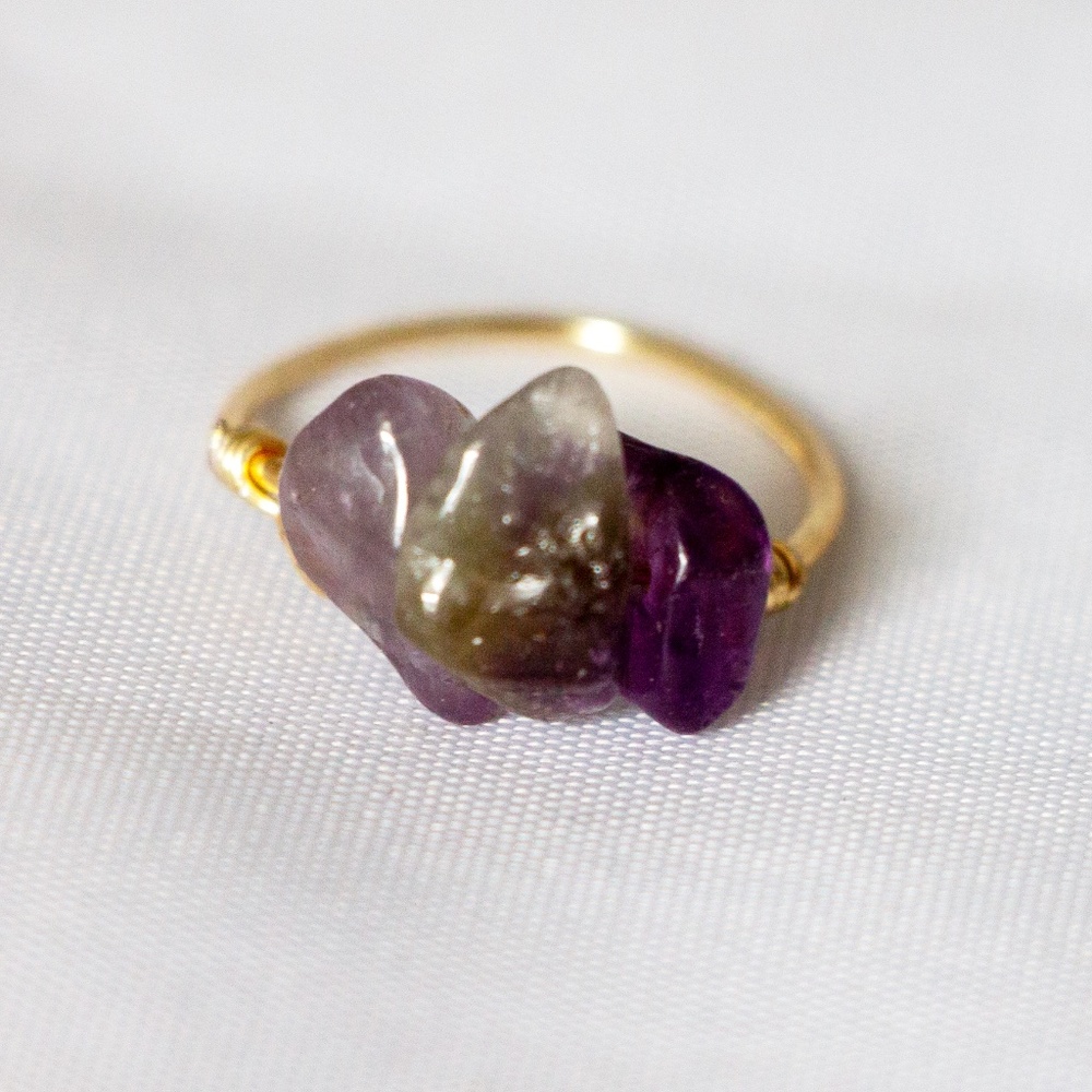 Amethyst Cluster Gold Ring